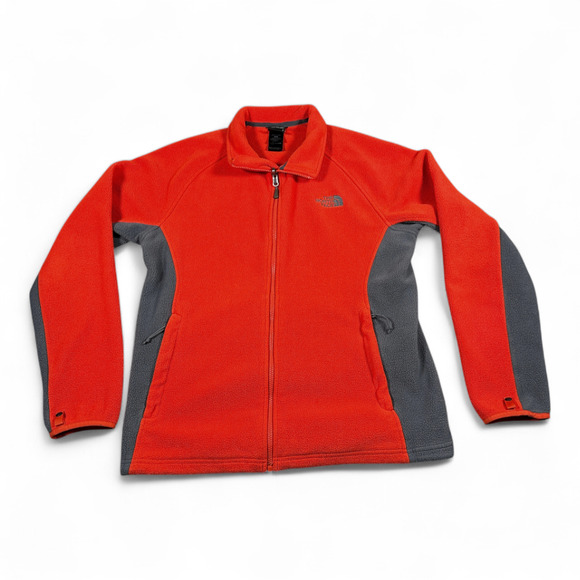 North Face Jacket Adult MEDIUM Orange Gray Fleece Colorblock Hiking Outdoor - Picture 1 of 10
